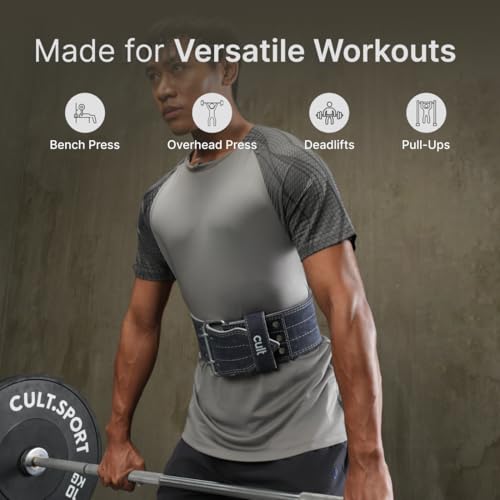CULT Gym Belt Suede Leather XL – Weightlifting Belt for Men & Women | Back Support Deadlift Belt for Gym, Workout & Powerlifting | Adjustable Heavy Duty Exercise Belt (Grey) - Image 5
