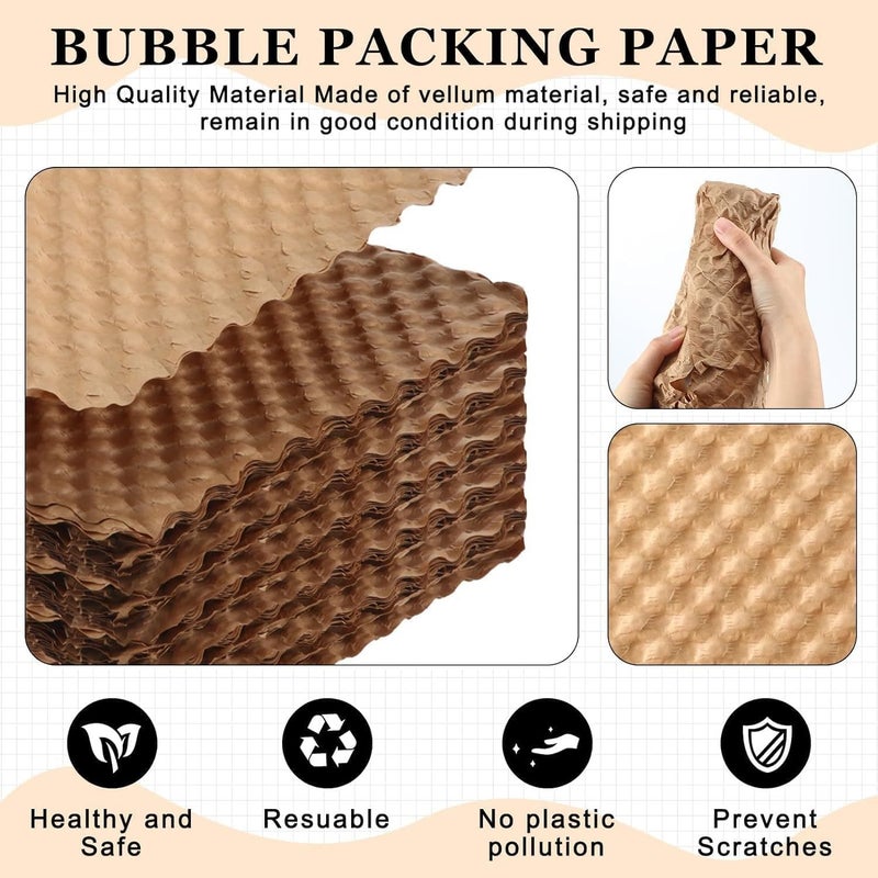 28 Pcs Honeycomb Kraft Cushion Paper 12.6in 11.81in 3.35in High Strength Shockproof Replacement for Plastic Bubble Wrap for Fragile Item Storage Moving and Transportation - Image 3