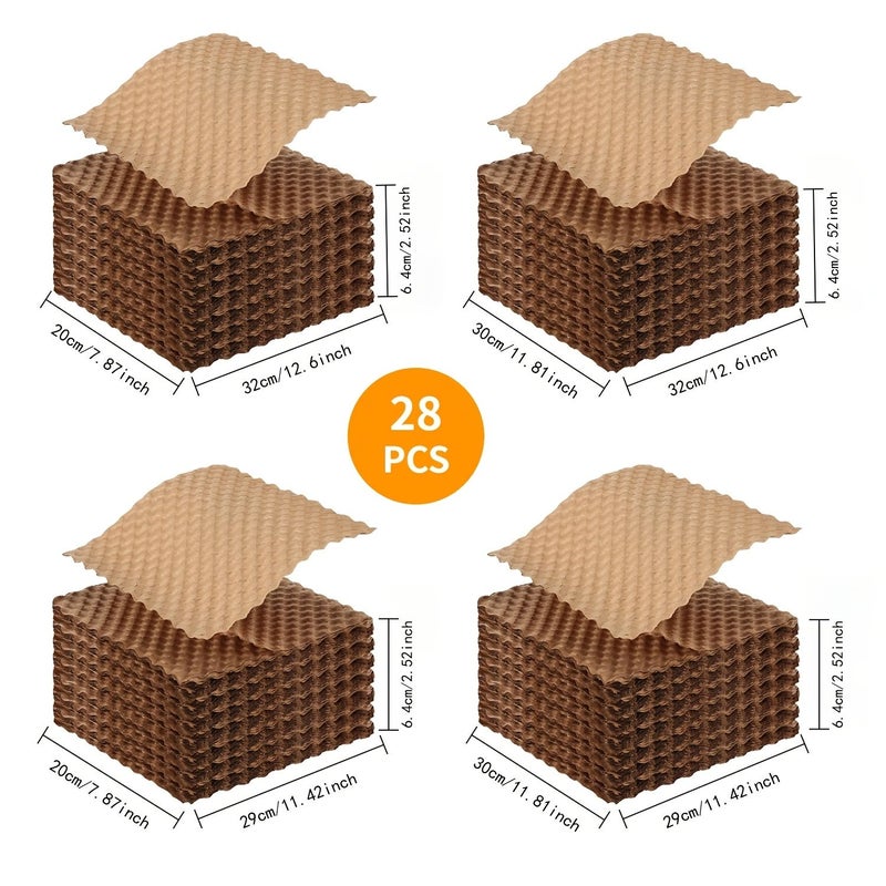28 Pcs Honeycomb Kraft Cushion Paper 12.6in 11.81in 3.35in High Strength Shockproof Replacement for Plastic Bubble Wrap for Fragile Item Storage Moving and Transportation - Image 2