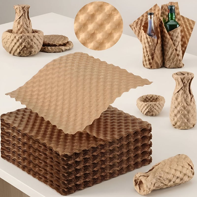 28 Pcs Honeycomb Kraft Cushion Paper 12.6in 11.81in 3.35in High Strength Shockproof Replacement for Plastic Bubble Wrap for Fragile Item Storage Moving and Transportation - Image 1