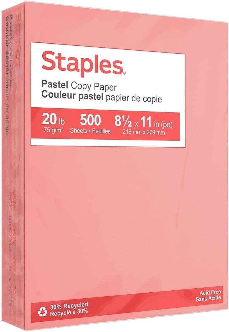 Staples Pastel Colored Copy Paper 8 1/2-Inch X 11-Inch Salmon 500/Ream - Image 1
