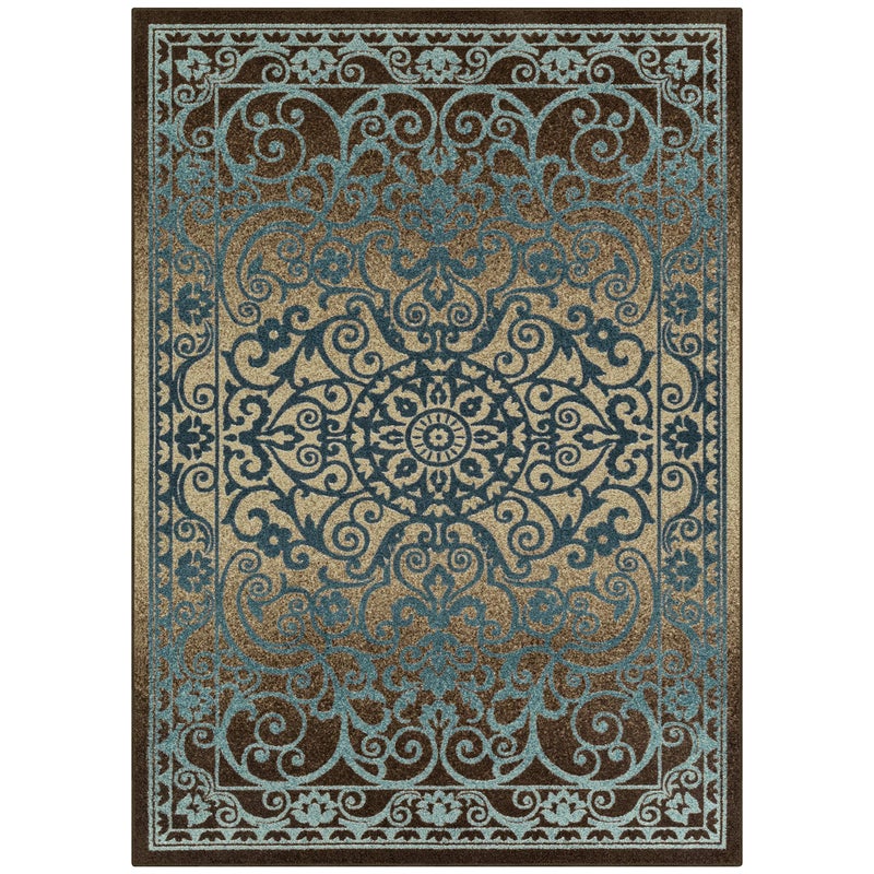 Maples Rugs Pelham Transitional Area Rugs  Made in USA  Low Pile Non Slip PetFriendly Mat for Bedroom Office Living  Dining Room 5 x 7 BlueGrey