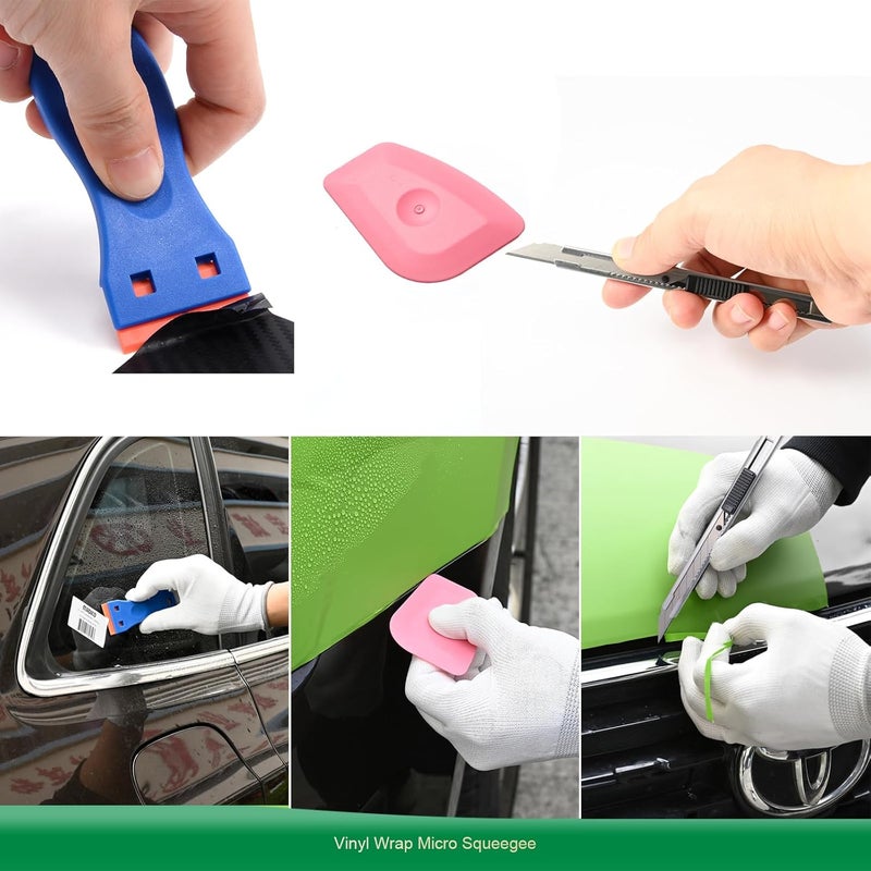 FOSHIO Car Vinyl Tool Kit Car Film Squeegee Set for Tint Film Car Wrap, Foil Tool Set for Wrapping, 5 m Knife Tape, Scraper, Felt Squeegee, Teflon Tape, Squeegee, Cutter Knife Room to room portable - Image 3