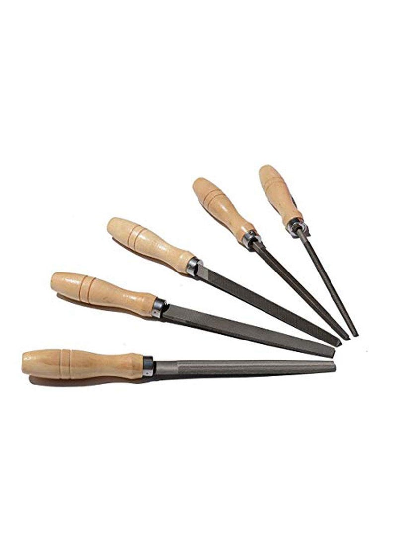DIY Crafts DIY Crafts Carbon Steel File Set with Wooden Handles Rasp File for Wood Metal Plastic5 Pcs Design No 1 Pack Of 5 Pcs  - Image 1