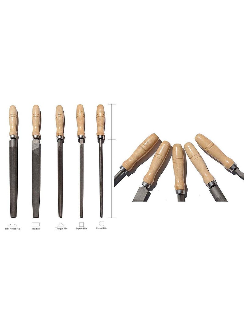 DIY Crafts DIY Crafts Carbon Steel File Set with Wooden Handles Rasp File for Wood Metal Plastic5 Pcs Design No 1 Pack Of 5 Pcs  - Image 3