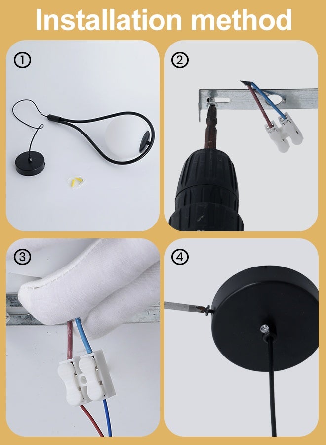 YATAI LIGHTING Modern LED Drop Pendant Light, 45cm Black Hanging Lamp with E27 Bulb Included, Adjustable Height, 3-Color 3000K-6000K Wall Switch Control, Minimalist Pendant for Bedroom and Kitchen Island - Image 5