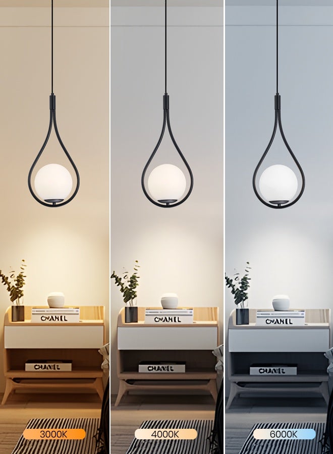YATAI LIGHTING Modern LED Drop Pendant Light, 45cm Black Hanging Lamp with E27 Bulb Included, Adjustable Height, 3-Color 3000K-6000K Wall Switch Control, Minimalist Pendant for Bedroom and Kitchen Island - Image 3