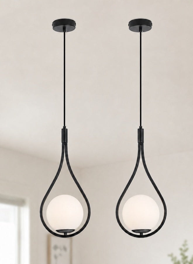 Modern LED Drop Pendant Light, 45cm Black Hanging Lamp with E27 Bulb Included, Adjustable Height, 3-Color 3000K-6000K Wall Switch Control, Minimalist Pendant for Bedroom and Kitchen Island