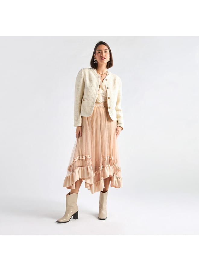 Splash FAV Textured Asymmetric Skirt with Ruffle Detail - Image 2