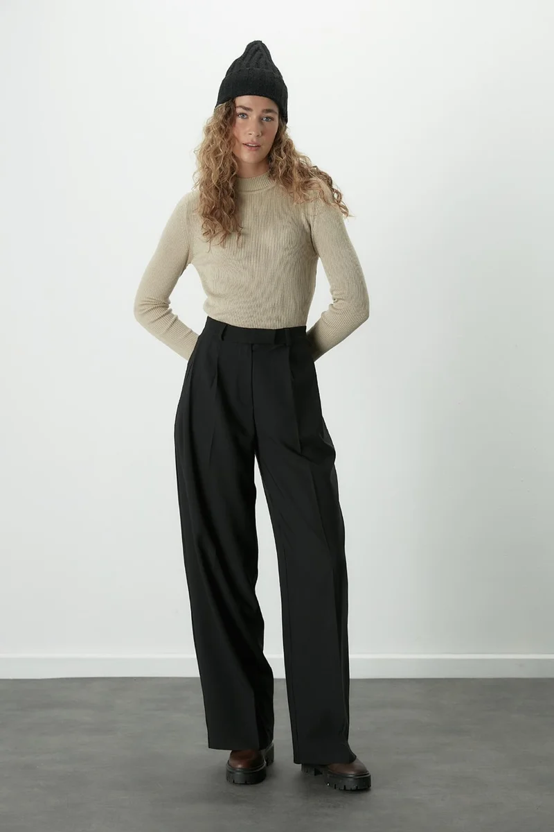 Manuka Dona Pleated Palazzo Trousers Black
