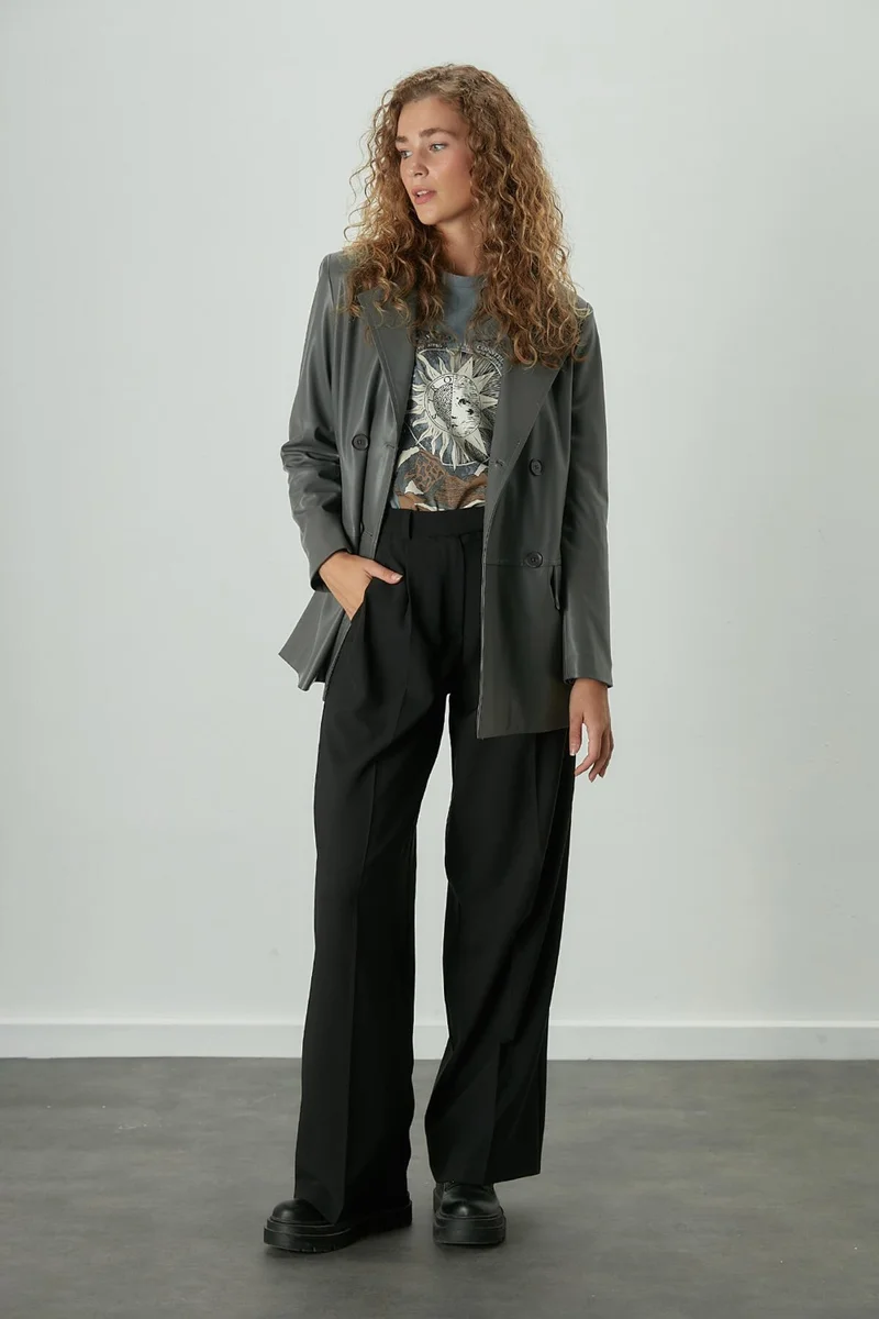 Manuka Dona Pleated Palazzo Trousers Black