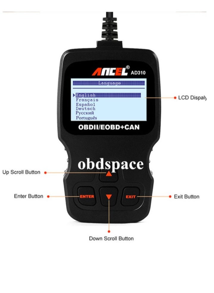 Ancel - ANCEL AD310 Classic Enhanced Universal OBD II Scanner Car Engine Fault Code Reader CAN Diagnostic Scan Tool-Black - Image 1