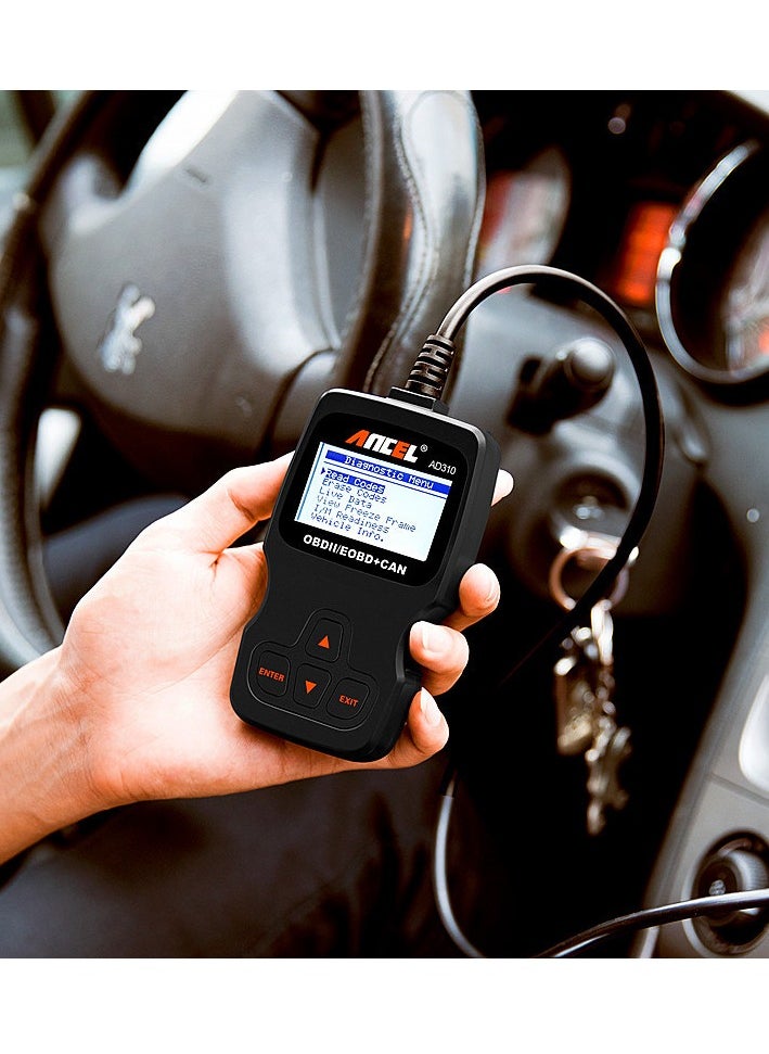 Ancel - ANCEL AD310 Classic Enhanced Universal OBD II Scanner Car Engine Fault Code Reader CAN Diagnostic Scan Tool-Black - Image 1