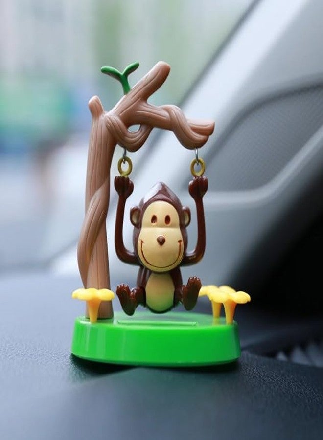 Pluzmecalm 1Pc Green Solar Powered Dancing Animal Ornaments - Cute Solar Monkey Swinging Animated Bobble Dancer - Dashboard Interior Decoration Use Safety - Image 4