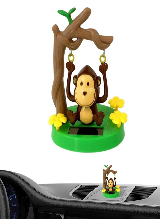 Pluzmecalm 1Pc Green Solar Powered Dancing Animal Ornaments - Cute Solar Monkey Swinging Animated Bobble Dancer - Dashboard Interior Decoration Use Safety - Image 1