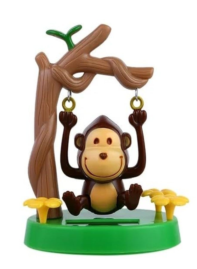 Pluzmecalm 1Pc Green Solar Powered Dancing Animal Ornaments - Cute Solar Monkey Swinging Animated Bobble Dancer - Dashboard Interior Decoration Use Safety - Image 2