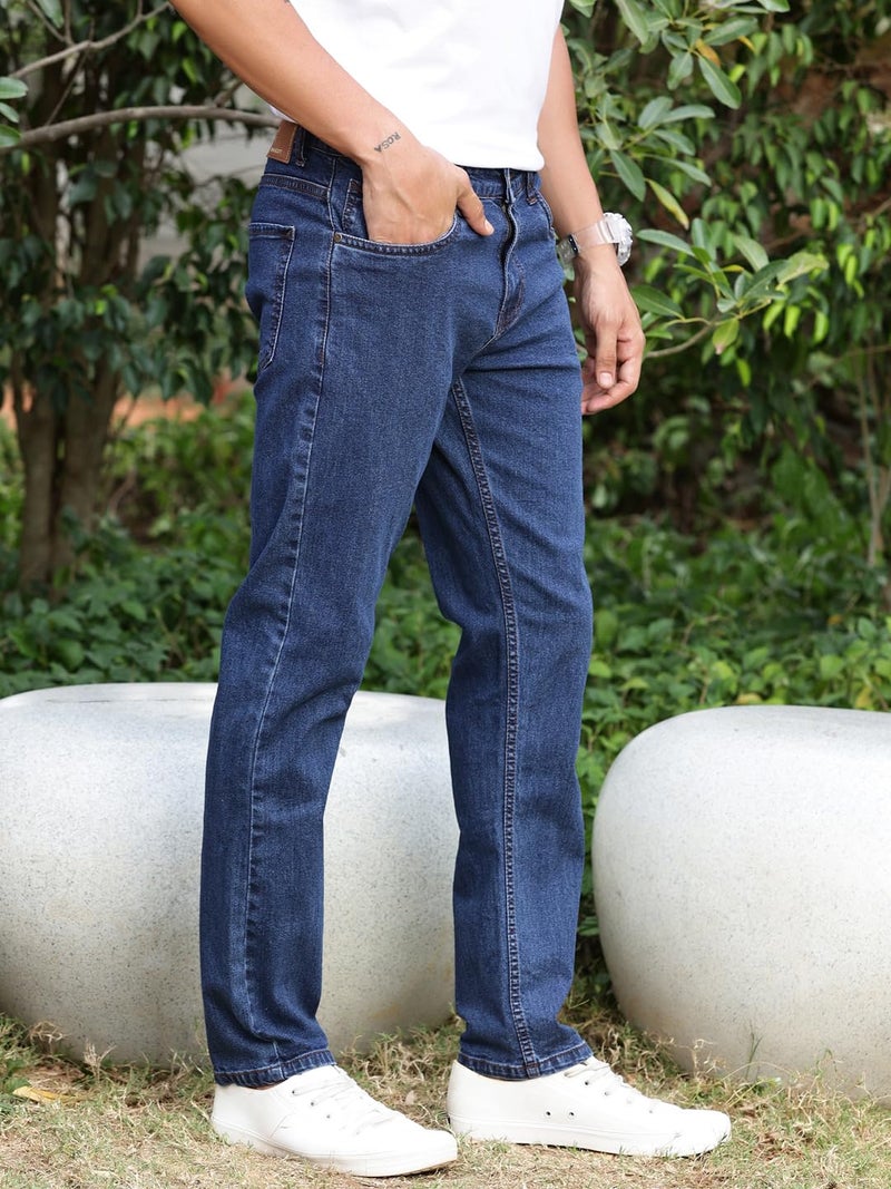 Thomas Scott Mens Mid Rise Clean Look Slim Fit Jeans (TSJ239_Dark Blue, 30) - Image 3