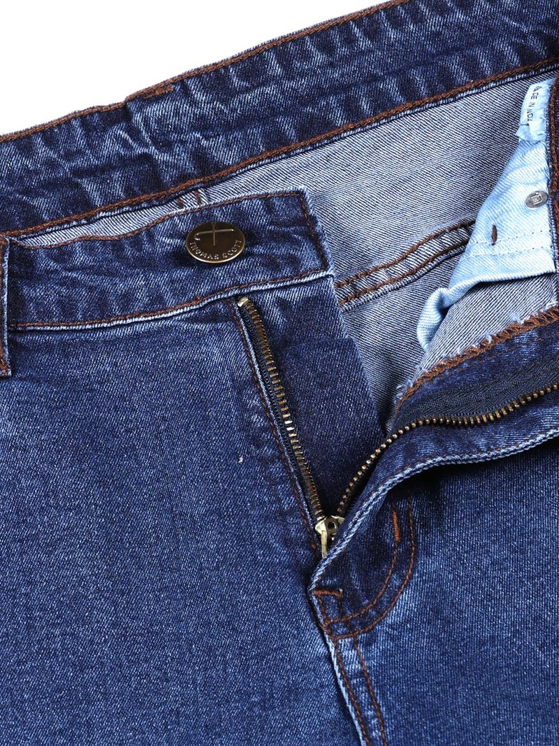 Thomas Scott Mens Mid Rise Clean Look Slim Fit Jeans (TSJ239_Dark Blue, 30) - Image 5