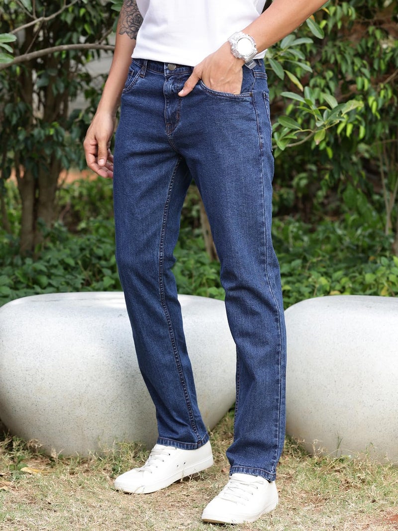Thomas Scott Mens Mid Rise Clean Look Slim Fit Jeans (TSJ239_Dark Blue, 30) - Image 2