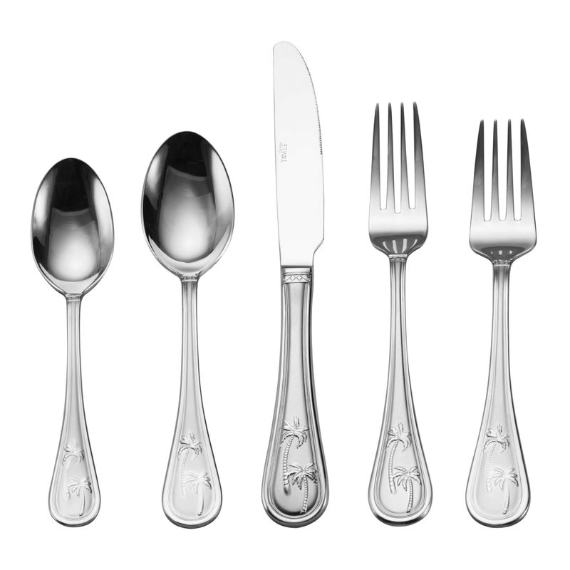 Towle Everyday Palm Breeze Flatware Service for 4 20 Piece Set 180 Stainless Steel Silverware Set