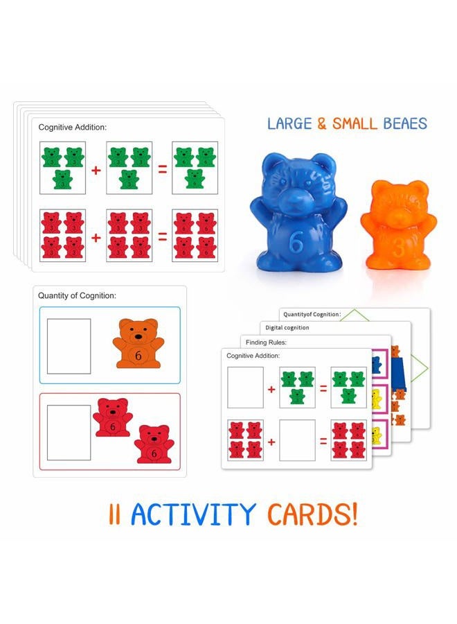 Bmag Counting Bears with Matching Sorting Cups,Number Colour Recognition STEM Educational Toy for Toddler, Pre-School Learning Toy with 90 Bears,2 Tweezers,11 Activity Cards,1 Storage Box - Image 3