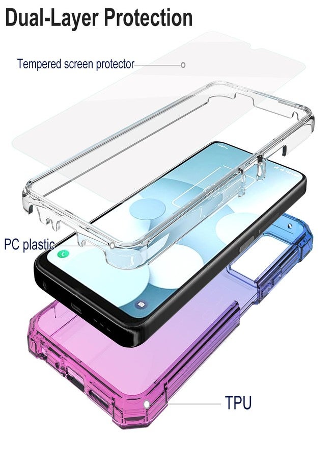 Ailiber for Lively Jitterbug Smart 4 Case, TCL 505/TCL 40 T/TCL 40XL Phone Case with Screen Protector, Dual Layer Protection, Shock-Absorbing Corner TPU Bumper, Slim Silicone Case Cover-Blue Pink - Image 3