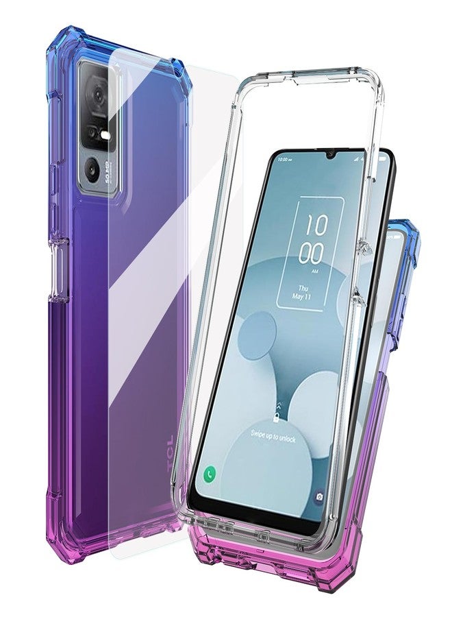 Ailiber for Lively Jitterbug Smart 4 Case, TCL 505/TCL 40 T/TCL 40XL Phone Case with Screen Protector, Dual Layer Protection, Shock-Absorbing Corner TPU Bumper, Slim Silicone Case Cover-Blue Pink - Image 1