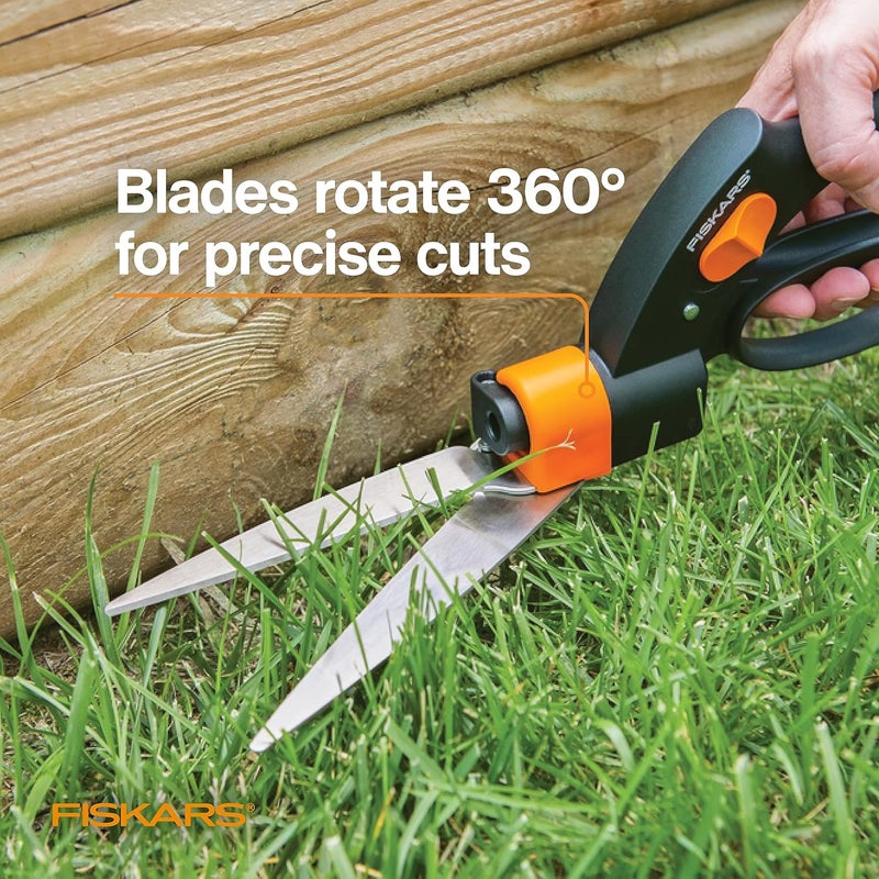 Fiskars Shear Ease Grass Shears - 5" Stainless Steel Blades - 360-Degree Swivel Blade Plant Cutting Scissors - Garden Shears and Grass Cutter, Black - Image 2