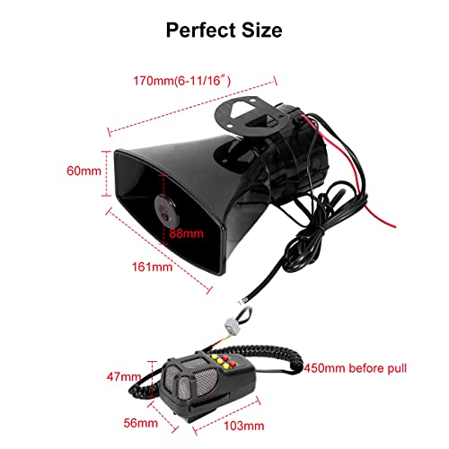 Partol Car Siren Horn 5 Tone Vehicle Siren Speaker with Mic PA Speaker System 100W Emergency Sound Amplifier with Microphone - Image 5