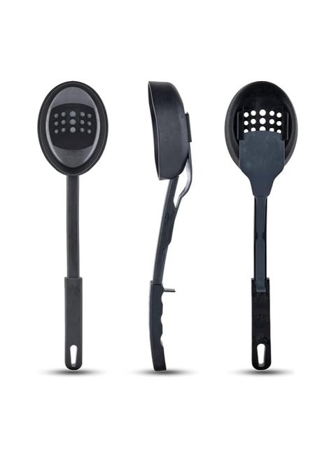 Multifunctional Colander Spoon and Ladle All In One - Fireproof Non-Stick Quality Plastic - Premium Unique Kitchen Gadget - Strainer and Colander - Use Every Day - Easy to Clean - Space-Saving Tool