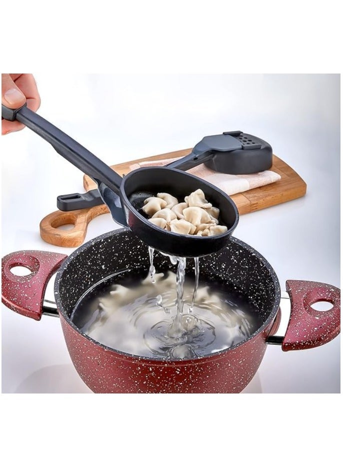Multifunctional Colander Spoon and Ladle All In One - Fireproof Non-Stick Quality Plastic - Premium Unique Kitchen Gadget - Strainer and Colander - Use Every Day - Easy to Clean - Space-Saving Tool
