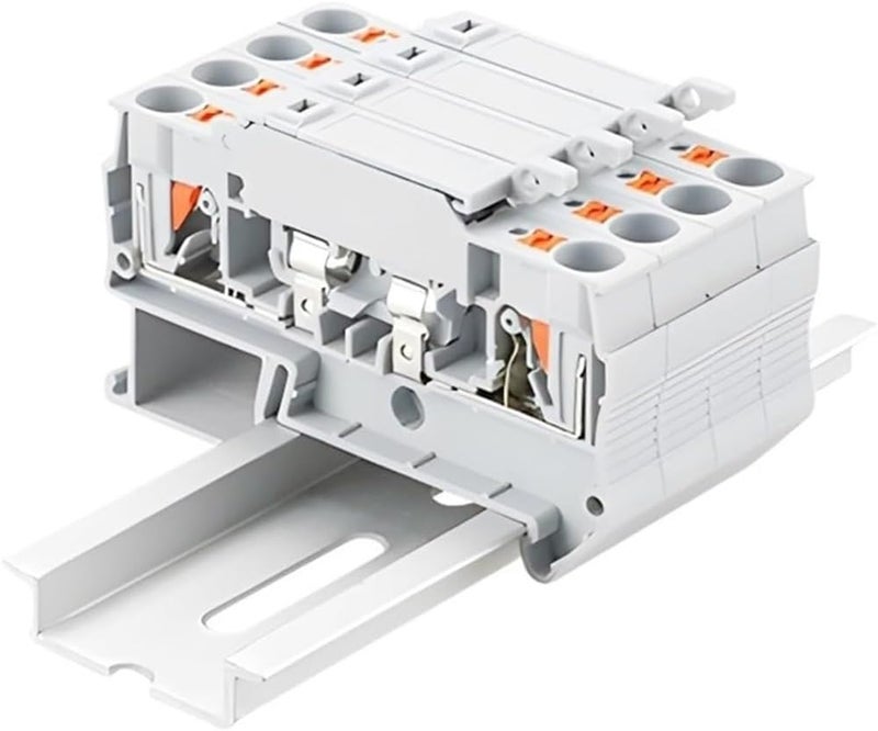 4A كتلة طرفية للسكة الدينية 5 قطع حامل فيوز بنابض دفع موصل بدون براغي رمادي - Image 1