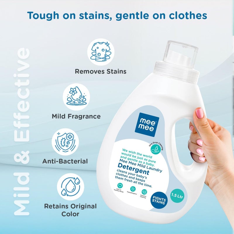 Mee Mee Mild Baby Liquid Laundry Detergent, 1.5 Litre Bottle - Image 3