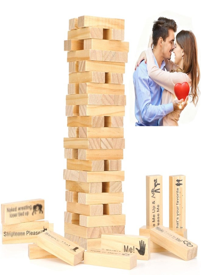 Aosemili 48 Wooden Blocks Stacking Tower Games for Couples Valentines Day Stacking Block Tower Tumbling, Fathers Day Unique Gifts for Husband from Wife, Anniversary Valentines Birthday Gift for Him Boyfriend - Image 1