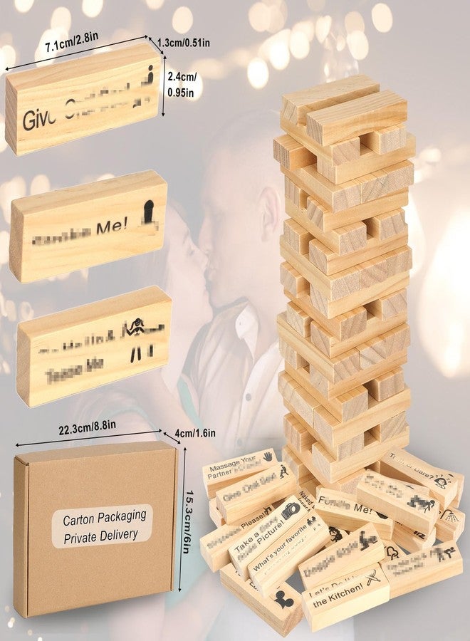 Aosemili 48 Wooden Blocks Stacking Tower Games for Couples Valentines Day Stacking Block Tower Tumbling, Fathers Day Unique Gifts for Husband from Wife, Anniversary Valentines Birthday Gift for Him Boyfriend - Image 3
