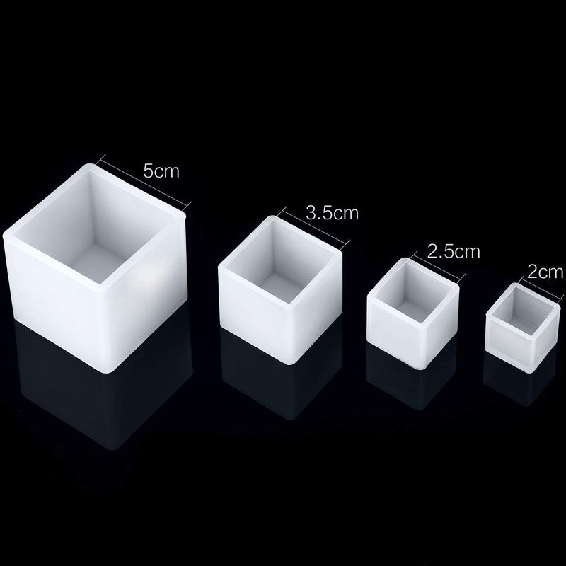 Jovitec 4 Pieces Square Resin Mold Cube Silicone Molds Resin Casting Molds for DIY Craft Making, 4 Sizes - Image 2