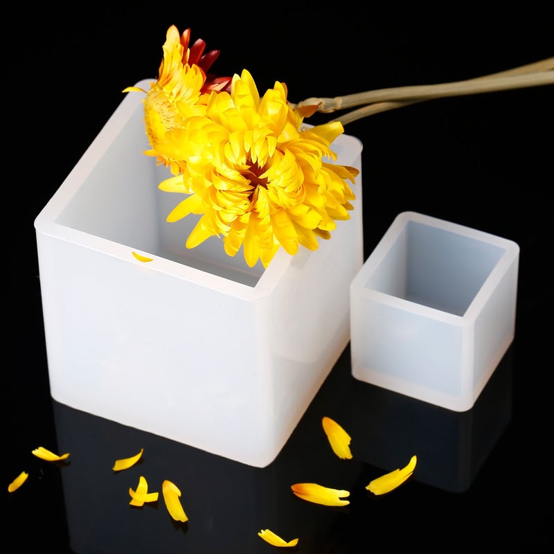 Jovitec 4 Pieces Square Resin Mold Cube Silicone Molds Resin Casting Molds for DIY Craft Making, 4 Sizes - Image 4