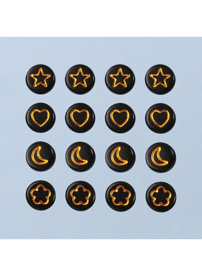 1000pcs Black Round Acrylic Beads 4x7mm Gold Moon& Heart& Star& Flower Mixed Pattern Beads for Jewelry Making and DIY Bracelets - Image 3