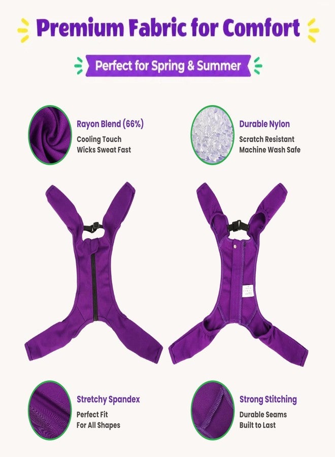 T'CHAQUE 4-Leg Dog Surgery Recovery Suit & Outdoor Dust Pants, Cooling Touch Surgical Suit for Dogs, Lick Sleeve for Dogs Rear Leg to Stop Licking, Medium Breeds Dog Post Onesie for Front & Back Leg, Purple, L - Image 4