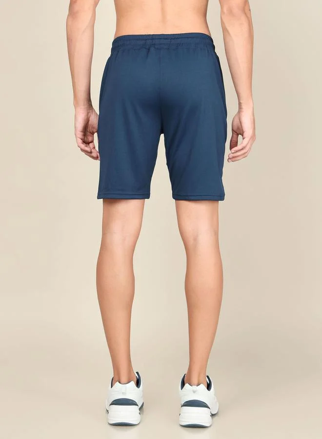 Technosport Solid Slim Fit Logo Detail Shorts by Styli