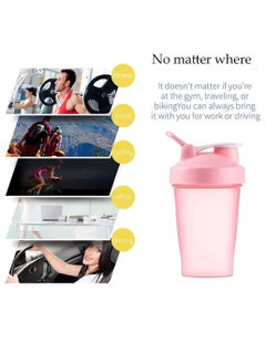 SYOSI Sports Water Bottle, BPA-Free Protein Shaker Cup, Dishwasher Safe Sports Supplements Shakers, Multi-Function Leakproof Durable Shake Blender Cup with Snap-Fasten Cap, 400 Ml Capacity, Pink  - Image 5