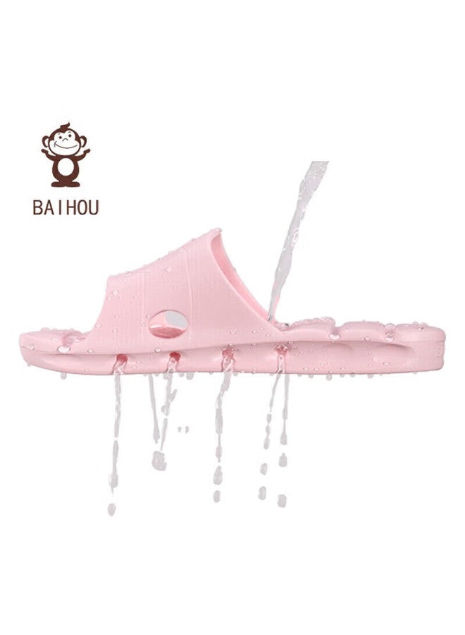 Baihou Leak-proof Water Summer Wear-resistant Home Bathroom Quick-drying Indoor Uni Slippers 1802 Pink 39-40 - Image 1