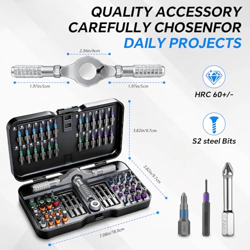 SEARART Ratchet Screwdriver Set: 66 in 1 Magnetic Screwdriver Sets, S2 Steel Bits, Portable for Precision Electrical Repair, Computers, Bicycles - Suitable for Repairmen, DIY Enthusiasts, Home Users - Image 2