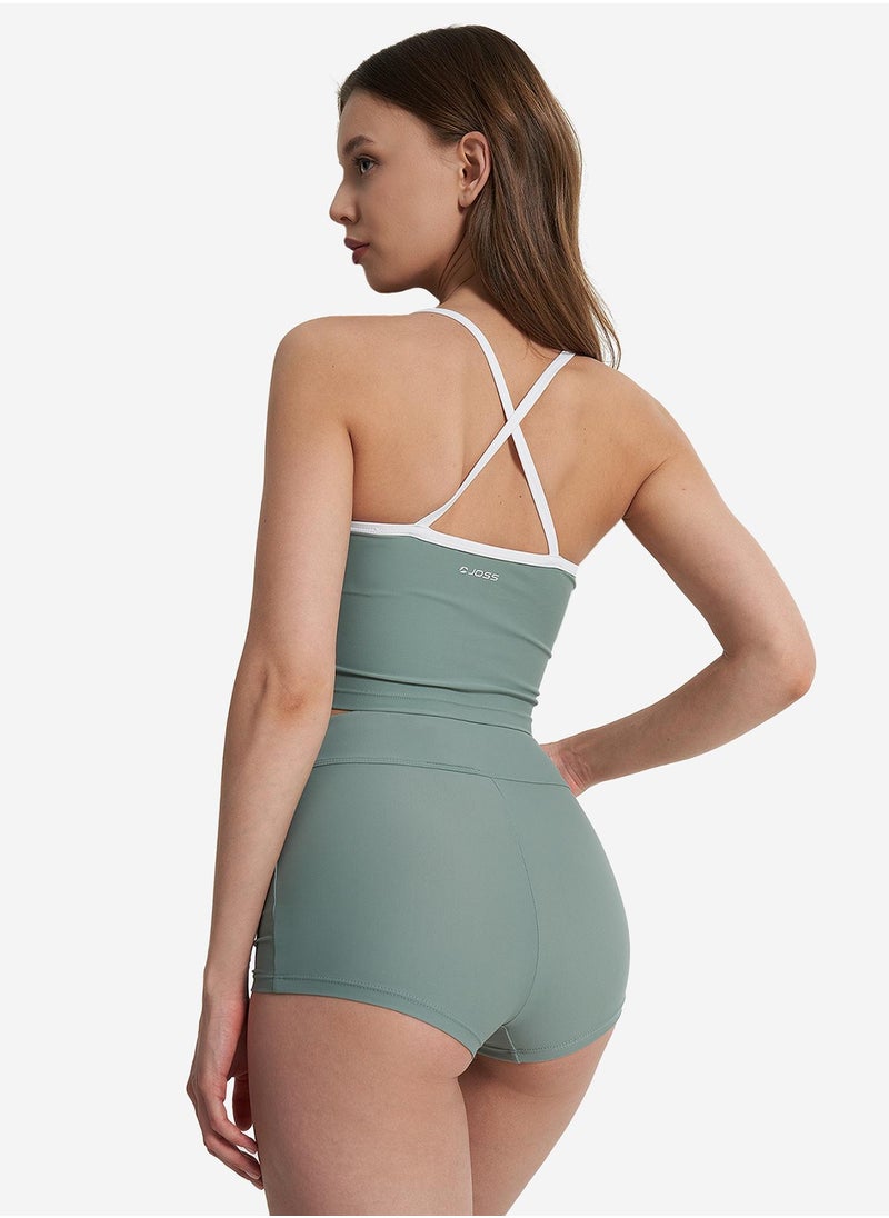 Joss Joss Women's Green/White Swimming Trunks – Creora Highclo Fiber for Chlorine Resistance, UPF 50+ UV Protection, Comfortable Fit for Active Women  - Image 2