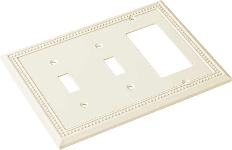 Henne Bery Sunken Pearls Heavy Duty Decorative Wall Plate Switch Plate Outlet Cover (Double Toggle/Single Decorator, Light Almond) - Image 2