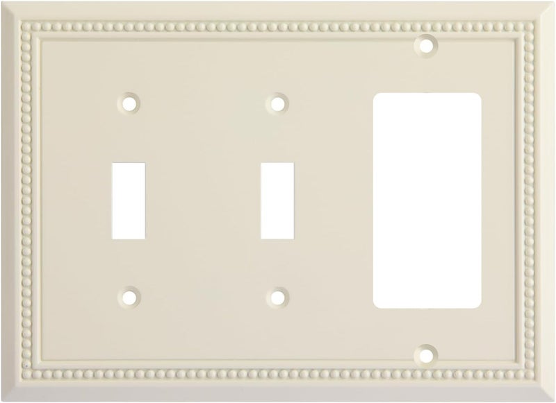 Henne Bery Sunken Pearls Heavy Duty Decorative Wall Plate Switch Plate Outlet Cover (Double Toggle/Single Decorator, Light Almond) - Image 1