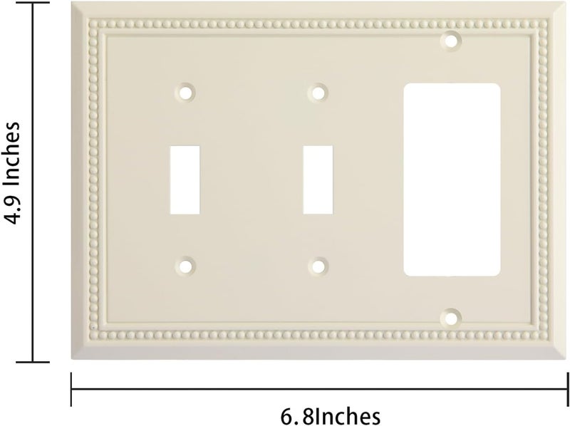 Henne Bery Sunken Pearls Heavy Duty Decorative Wall Plate Switch Plate Outlet Cover (Double Toggle/Single Decorator, Light Almond) - Image 3