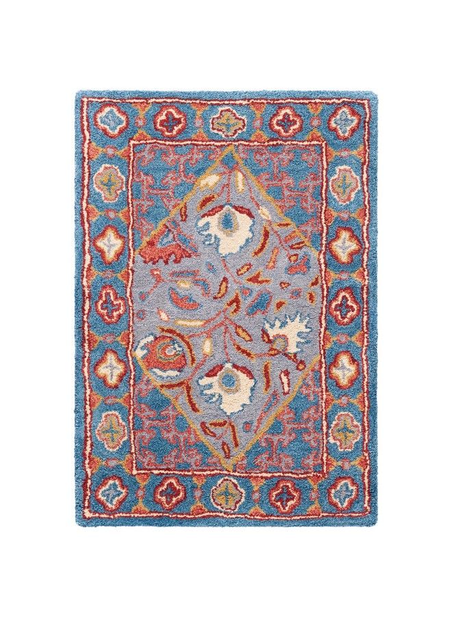 Safavieh Antiquity Collection 2' X 3' Blue Red At508M Handmade Traditional Oriental Premium Wool Accent Rug - Image 1