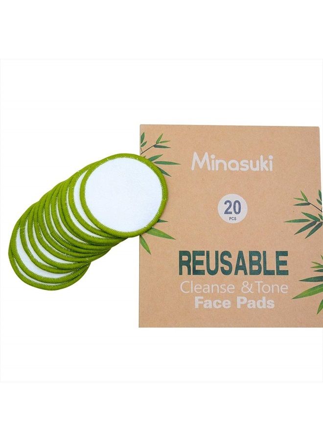 Minasuki 20 Pack Reusable Makeup Remover Pads - Bamboo Reusable Cotton Rounds for Toner, Washable Eco-Friendly Pads for All Skin Types with Cotton Laundry Bag - Image 3