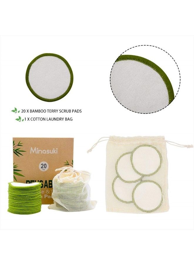 Minasuki 20 Pack Reusable Makeup Remover Pads - Bamboo Reusable Cotton Rounds for Toner, Washable Eco-Friendly Pads for All Skin Types with Cotton Laundry Bag - Image 2